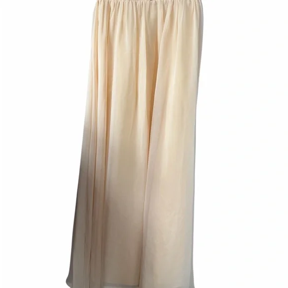 Azazie Junior Girl Champagne Beaded Chiffon Maxi Dress Formal Gown Sleeveless - Picture 4 of 9